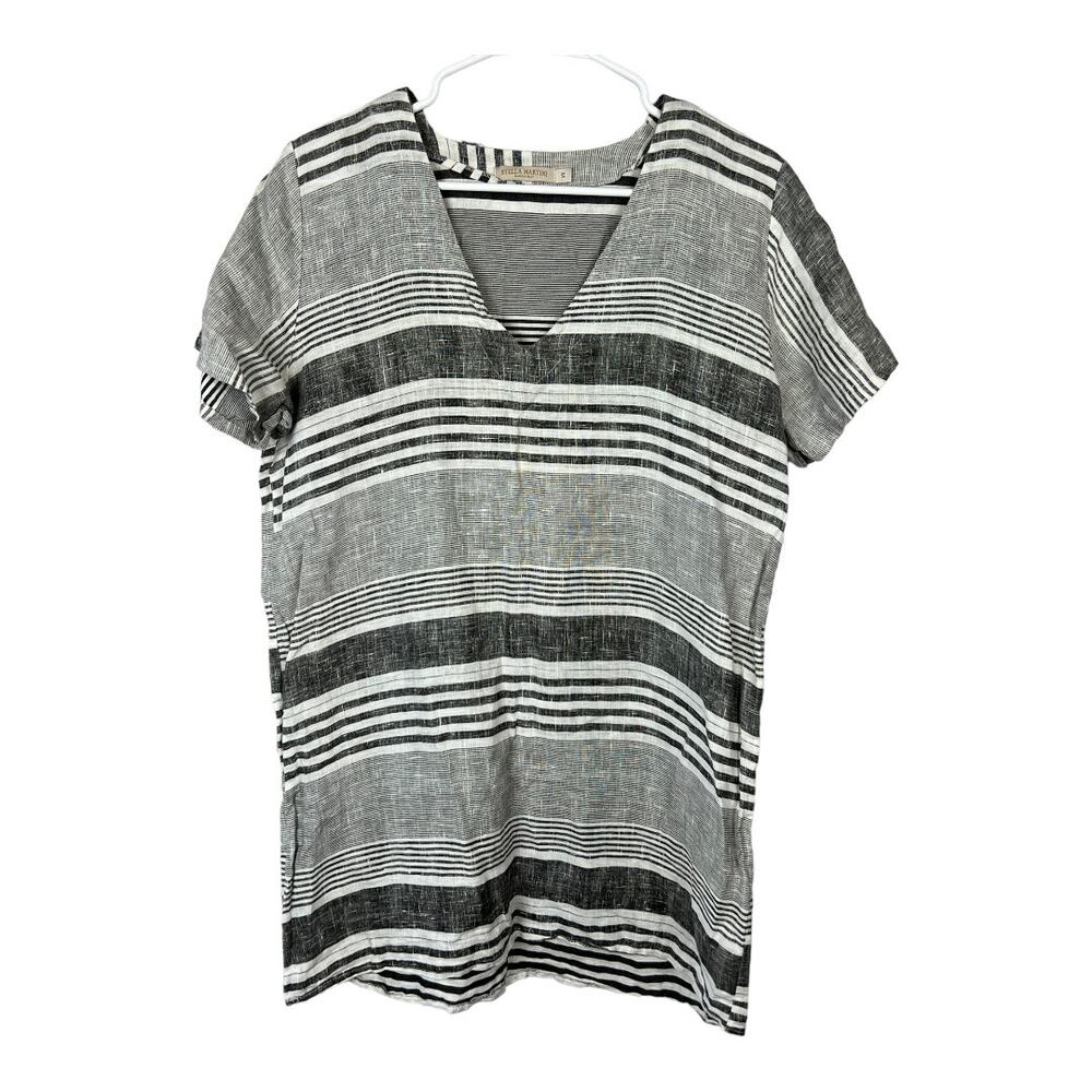 Striped Linen Dress Stella Martini Italy Mini Short Cruise Nautical - Picture 8 of 8